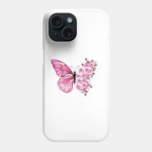 Flower Butterfly with Pink Sakura Phone Case