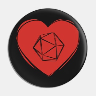 Fantasy Dice Heart Pin