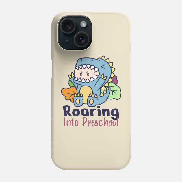 Roaring Into Preschool Cute baby in dinosaur costume Phone Case by szymonabramek