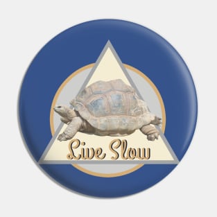 Tortoise and "Live Slow" Text Pin