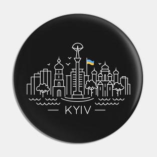 The capital of Ukraine Kyiv with Ukrainian flag Pin