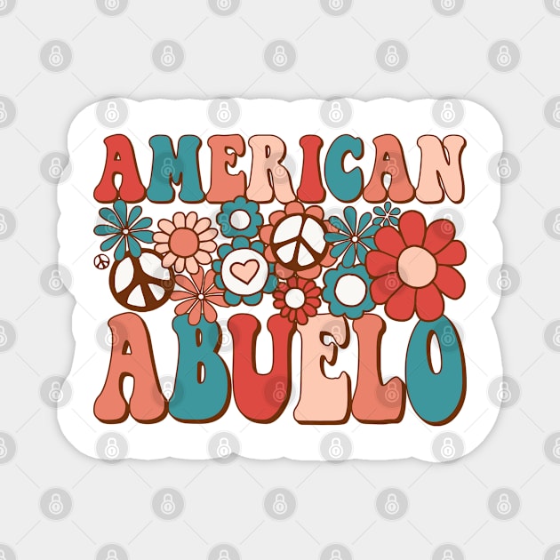 Retro Groovy American Abuelo Matching Family 4th of July Magnet by BramCrye