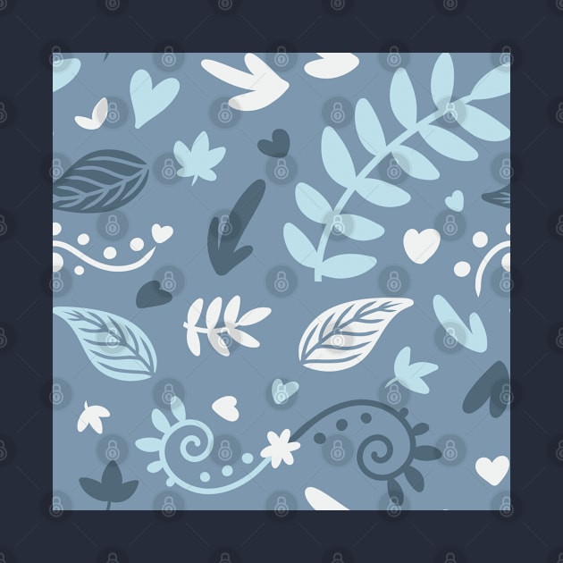 Cute Blue Leaf Nature Pattern by mil.creates