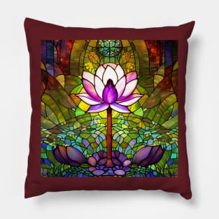 Stained Glass Lotus Flower Pillow