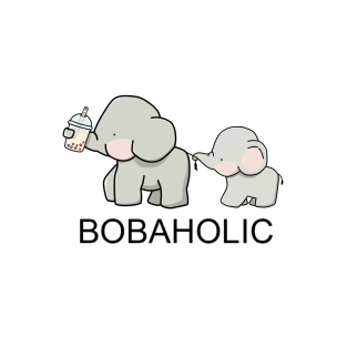 Cute Little Bobaholic Elephants Love Boba! T-Shirt