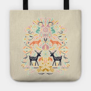 Scandinavian Folk Art Animals on cream Tote