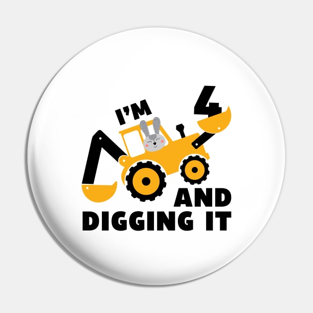 I'm 2 and Digging it Funny 2rd Birthday Excavator Kids Gift Pin by DesignergiftsCie