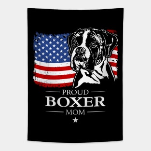 Proud Boxer Dog Mom American Flag patriotic dog Tapestry