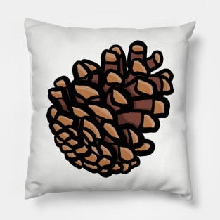 Simple cartoon pinecone digital illustration, autumn nature trees woody Pillow