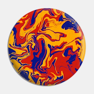 Shades of Bold Red Yellow Blue Aesthetic Marble Pattern Pin