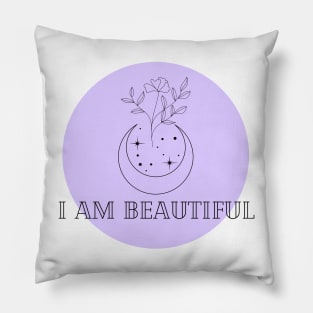 Affirmation Collection - I Am Beautiful (Purple) Pillow