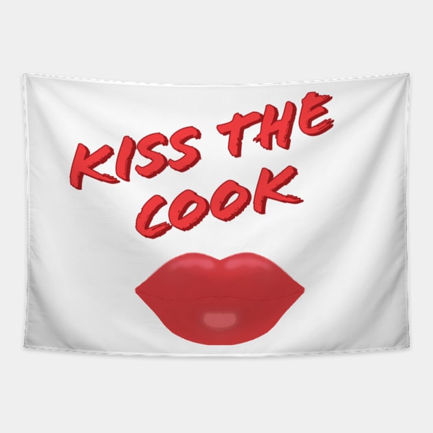 Kiss The Cook Red Lips (White Background) Tapestry by Art By LM Designs 