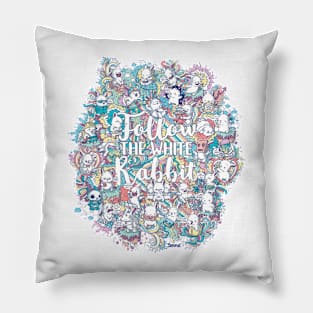 Rabbits doodle art Pillow