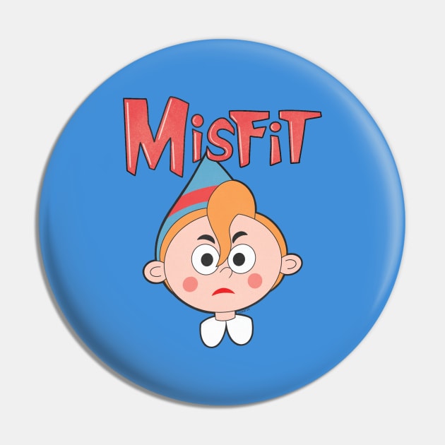 Misfit Elf 1 Blue and Red Pin by LeMae Macabre