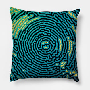 Dark Green Blue Maze Labyrinth to get Lost in. Pillow