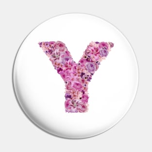 Pink Floral Letter Y Pin