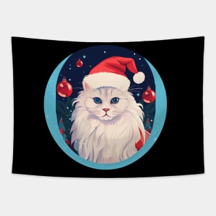 Turkish Angora Cat Xmas, Love Cats Tapestry