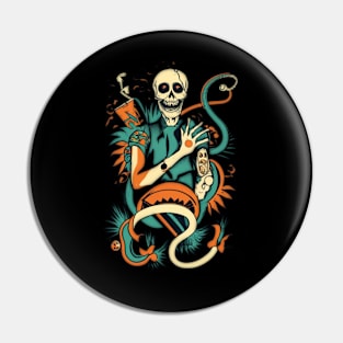 Scary skeleton skull voodoo colorful Pin