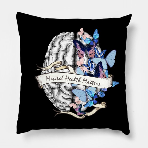 Brain Floral, Mental Health Matters 7 Pillow by Collagedream