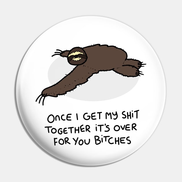 Grumpy Sloth Pin by grumpyanimals