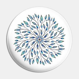 Blue Leaves Mandala Pin