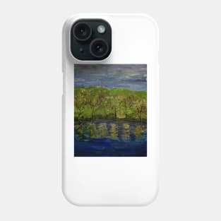 lake with trees around reflecting into the lake Phone Case