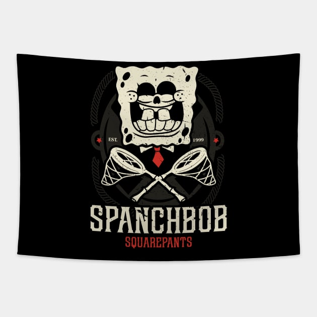 spongebob squarepants skull and Bones butterfly net Tapestry by VizRad