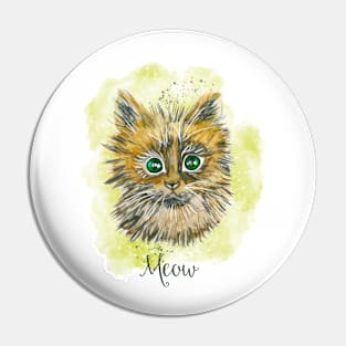 Cat Cute Watercolor Pin