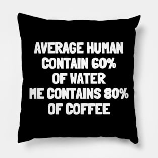 Average human contains 60% of water me contains 80% of coffee Pillow