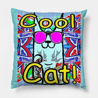 Tattoo cat cool cat kpop kitty 7 Pillow