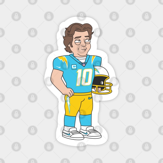 Justin Herbert Chargers Cartoon Magnet by Carl Cordes