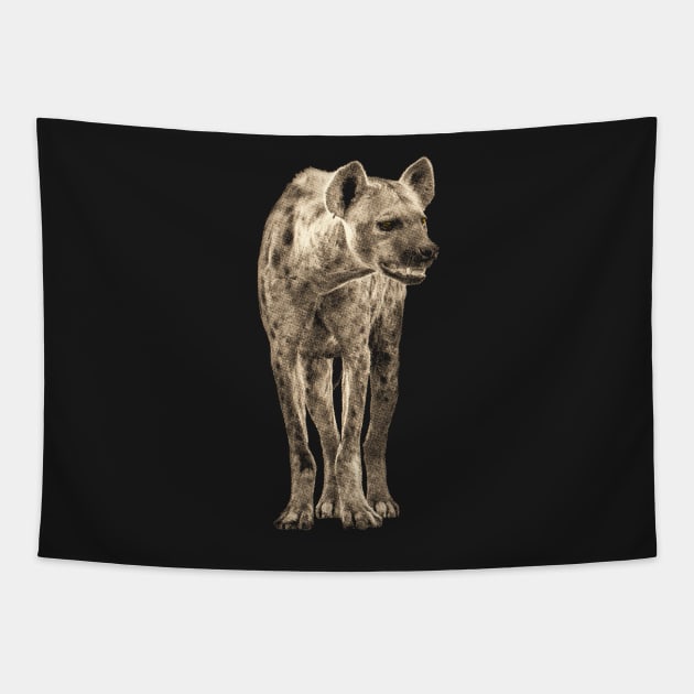 Spotted Hyena in Vintage Sepia Tapestry by scotch