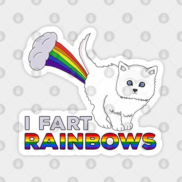 I Fart Rainbows - Funny Cat Fart Rainbow Magnet by DiegoCarvalho