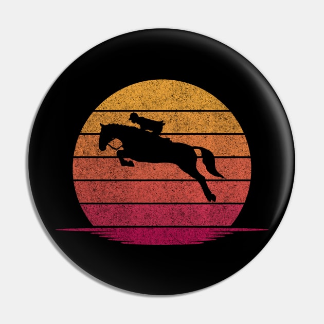 Awesome Funny Horseback riding Gift - Hobby Silhouette Sunset Design Pin by mahmuq