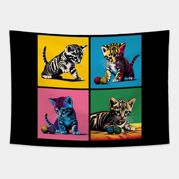 Toyger Pop Art - Cute Kitties Tapestry by PawPopArt