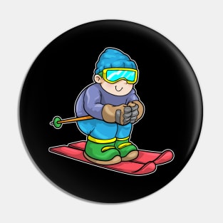 Skier with Skis & Ski pole Pin