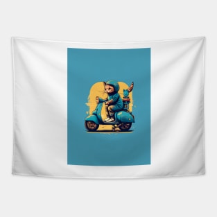 cat riding a scooter Tapestry