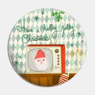 Have a Holly Jolly Retro Christmas Pin