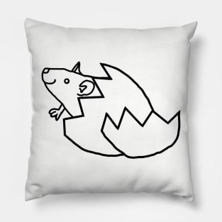 Cute Rat Hatching from Easter Egg Outline Pillow