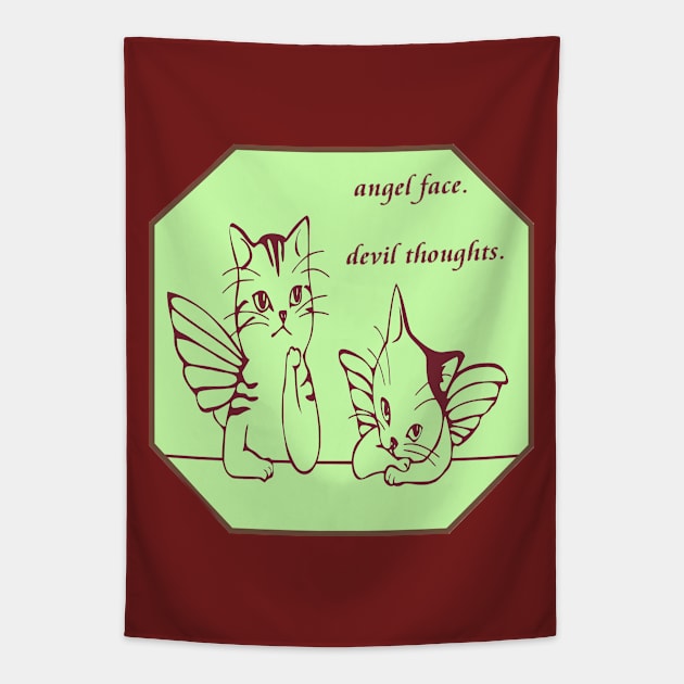 Angel Face. Devil Thoughts. Tapestry by Black Cat Alley