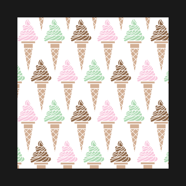 Cute Pastel Summertime Ice Cream Cones Pattern by Rhubarb Myrtle