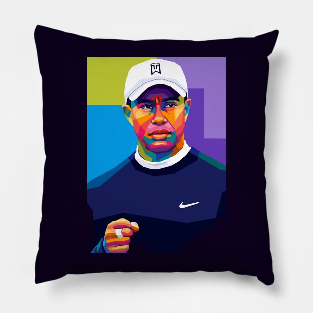 Tiger Woods Pop Art Pillow by SiksisArt