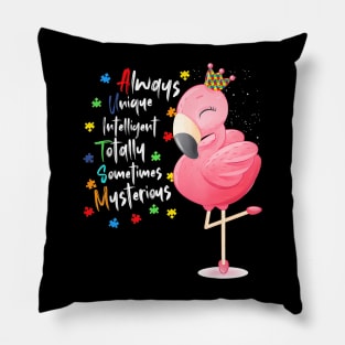 inspirational quote Autism Awareness Flamingo Mom child Pillow