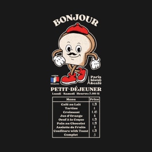 French Toast Paris Café & Bistro Breakfast Menu T-Shirt