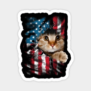 Patriotic Cat 4th Of July Men USA American Flag Women Magnet