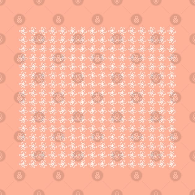 Cheerful Little Flowers Pattern in White and Peachy Blush by KierkegaardDesignStudio