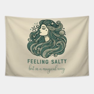 Feeling Salty but in a Magical Way – Retro Mermaid Sea Witch Design Ocean Lover Gift Tapestry