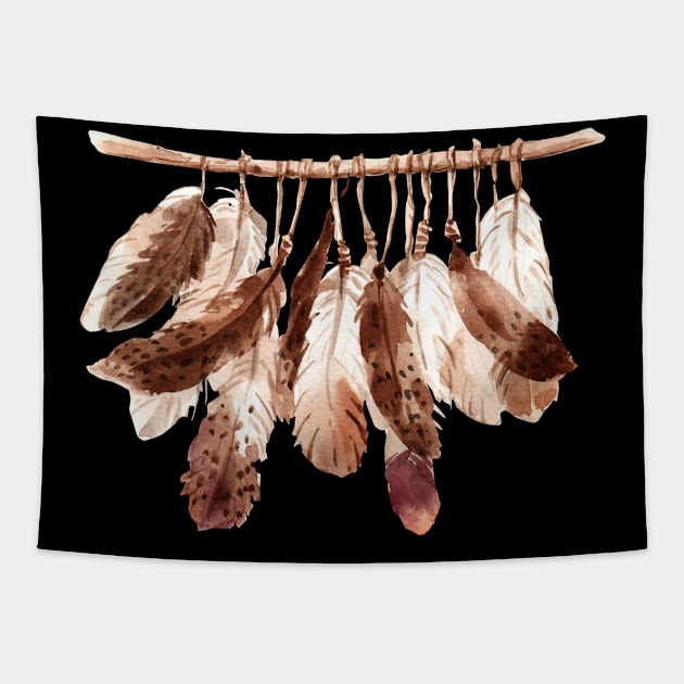 Watercolor Feathers Tapestry by DesignIndex