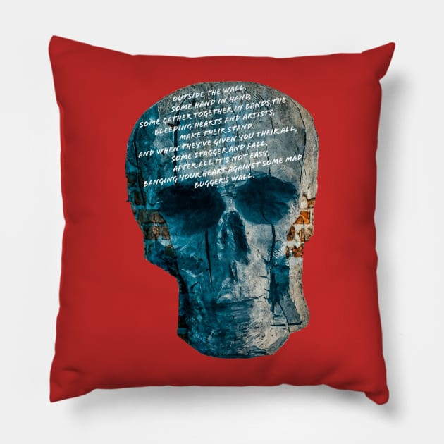 Skull - Outside the Wall Pink Floyd Pillow by aadventures