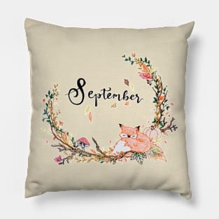 september fall wreath border Pillow